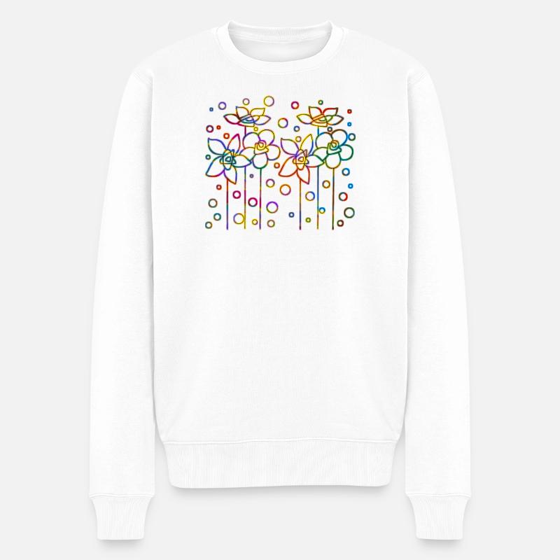 Blumen - Männer Premium Bio Pullover - Weiß