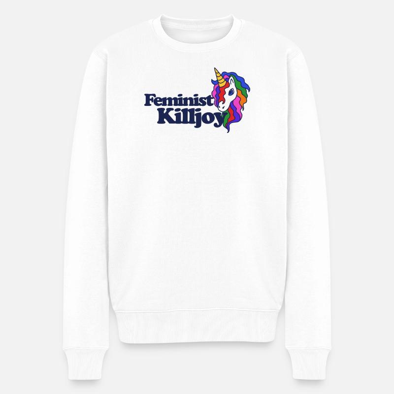 Feministische Killjoy Unicorn Tee - Männer Premium Bio Pullover - Weiß