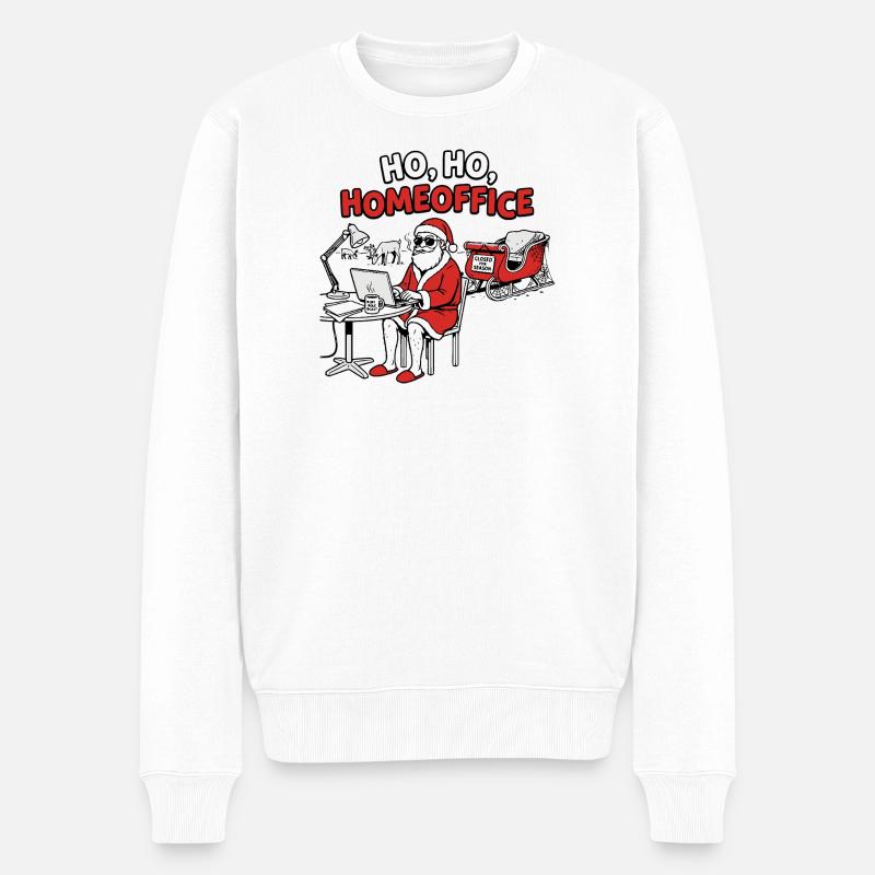 Décor de Noël drôle au bureau du Père Noël - Pull Premium bio Homme - blanc