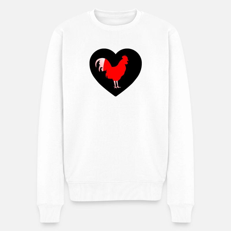 Hahn - Männer Premium Bio Pullover - Weiß