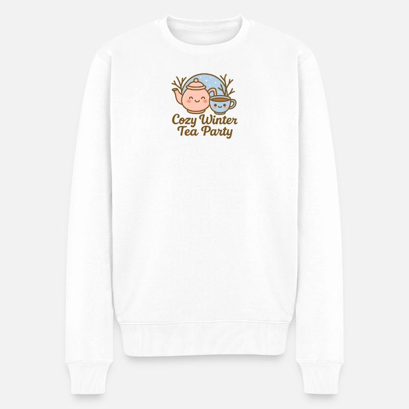 Cozy Winter Tea Party - Männer Premium Bio Pullover - Weiß