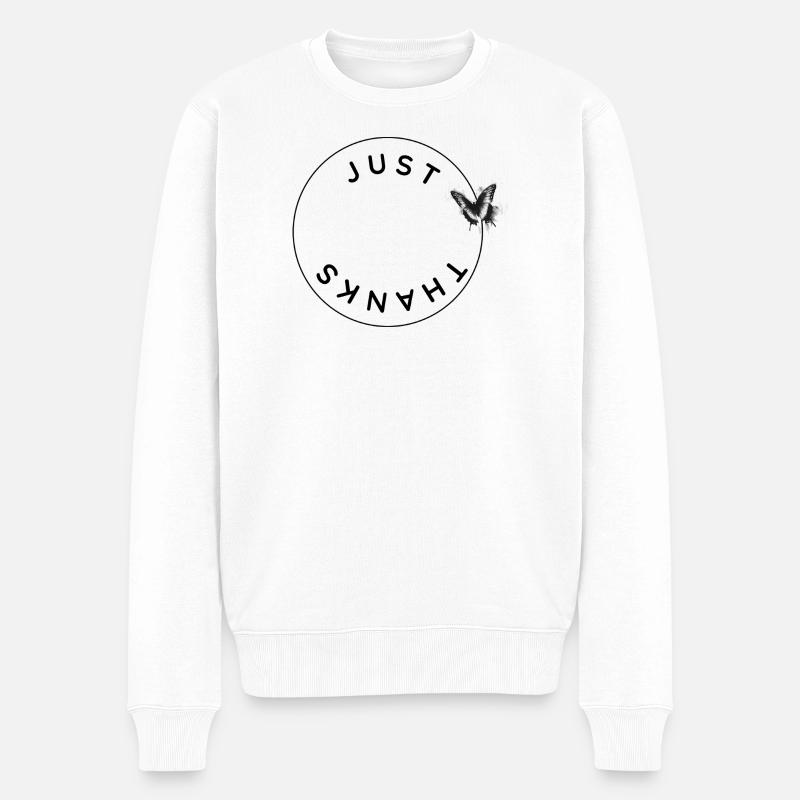 Juste merci - Cercle avec le papillon - Pull Premium bio Homme - blanc