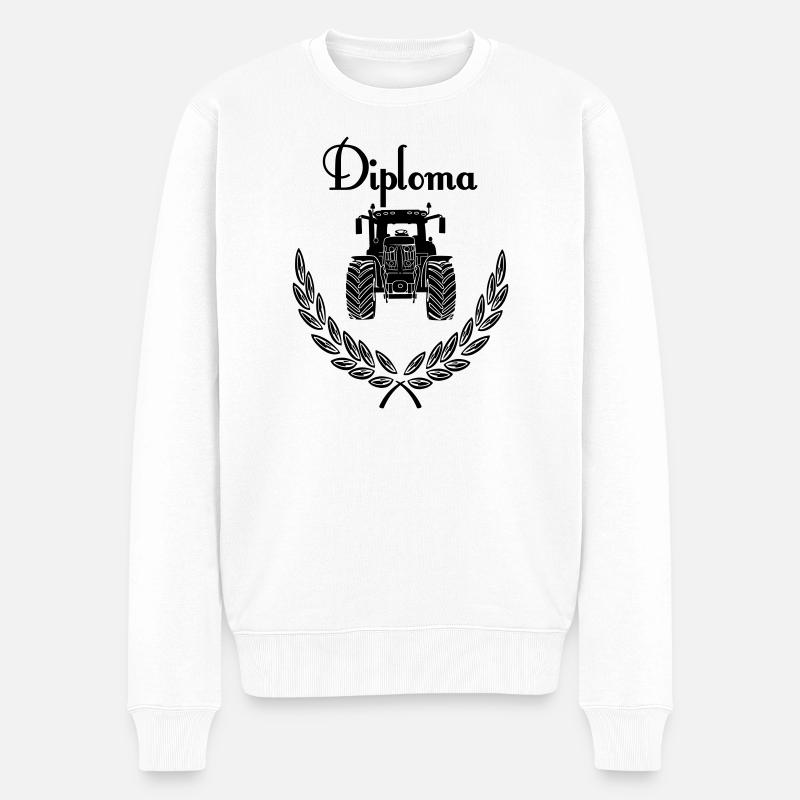 Diplom-Traktor - Männer Premium Bio Pullover - Weiß