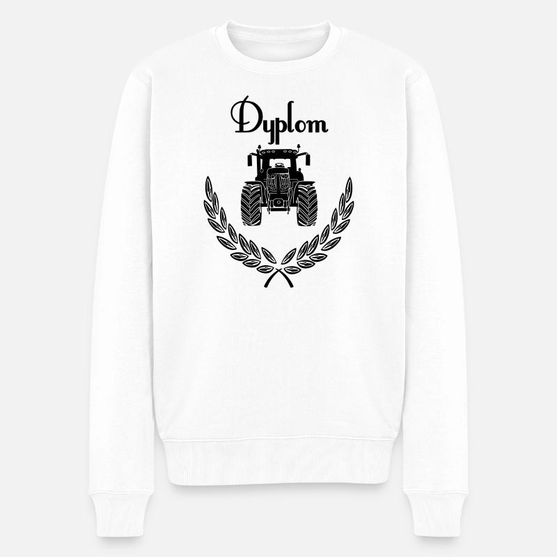 Dyplom Traktor - Männer Premium Bio Pullover - Weiß