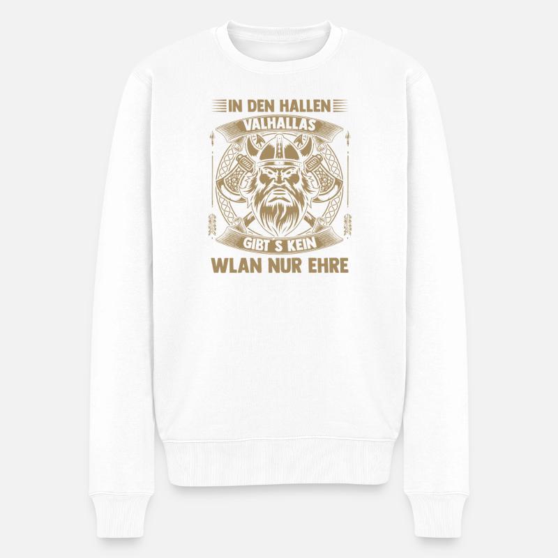 Mittelalter Schildwall Mittelaltermarkt Wikinger - Männer Premium Bio Pullover - Weiß