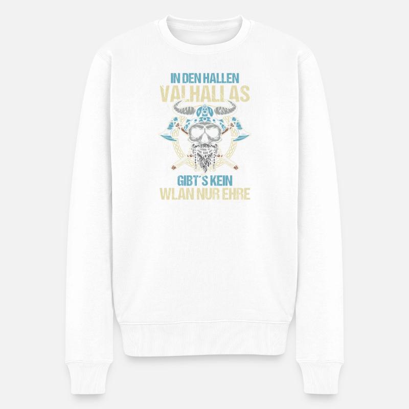 Mittelalter Schildwall Mittelaltermarkt Wikinger - Männer Premium Bio Pullover - Weiß