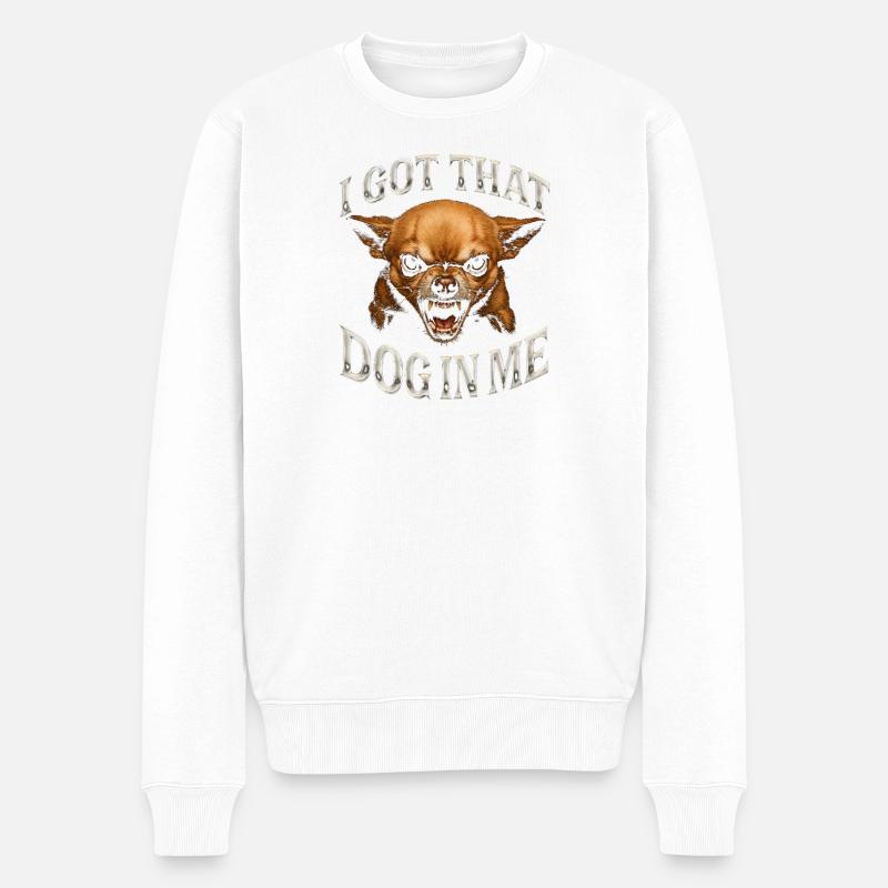 Wütender Chihuahua Beiß-Print - Männer Premium Bio Pullover - Weiß