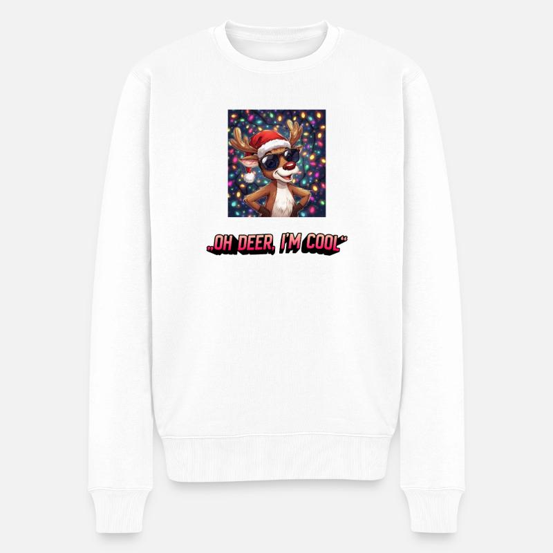 OH Deer, I´m Cool - Männer Premium Bio Pullover - Weiß