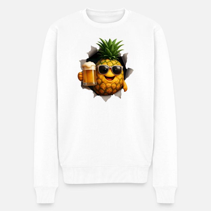 Ananas Bier - Männer Premium Bio Pullover - Weiß
