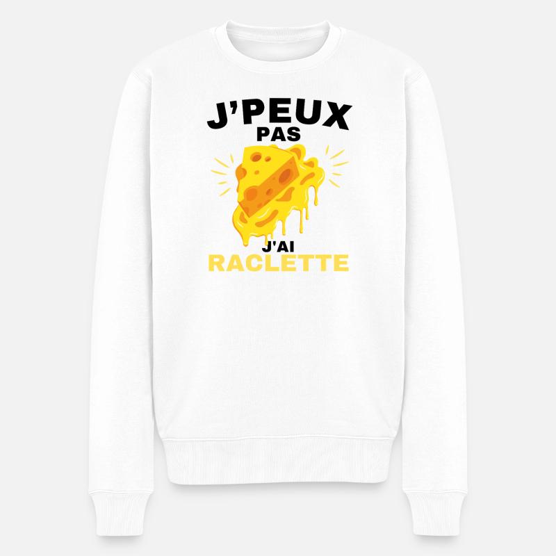 Ich kann nicht, Raclette - Männer Premium Bio Pullover - Weiß