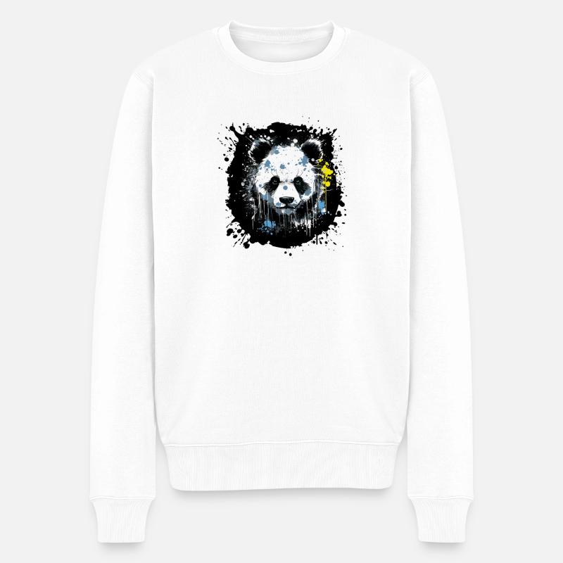Art éclaboussé d’encre de panda - Pull Premium bio Homme - blanc