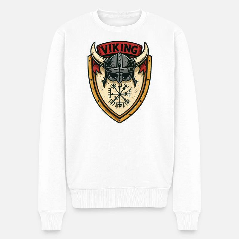 Viking Schildhelm Emblem - Männer Premium Bio Pullover - Weiß