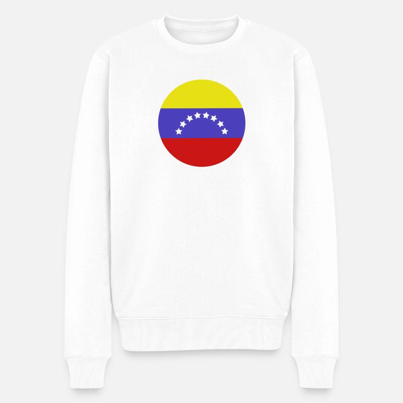 Drapeau rond du Venezuela - Pull Premium bio Homme - blanc