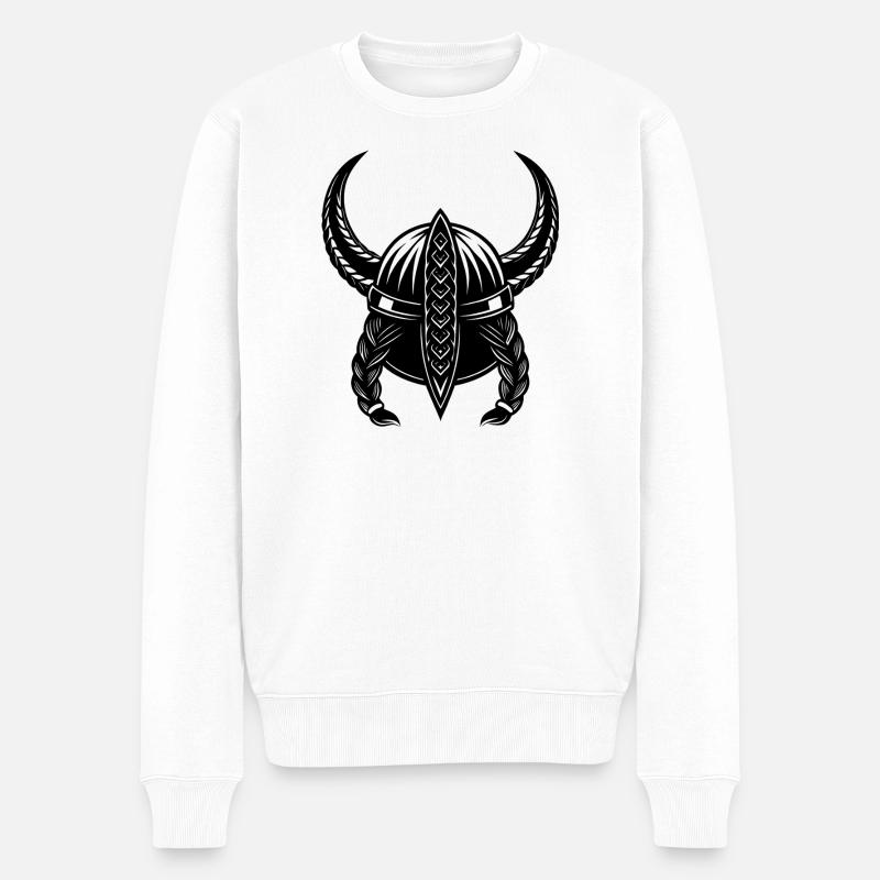 Wikingerhelm - Männer Premium Bio Pullover - Weiß