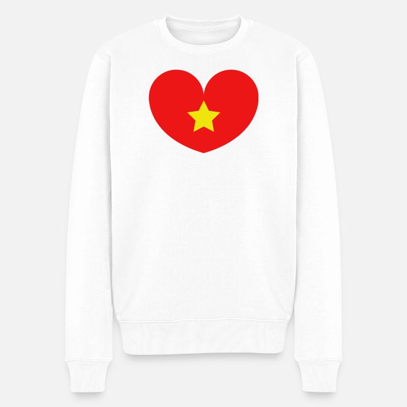 Vietnam-Flagge - Männer Premium Bio Pullover - Weiß