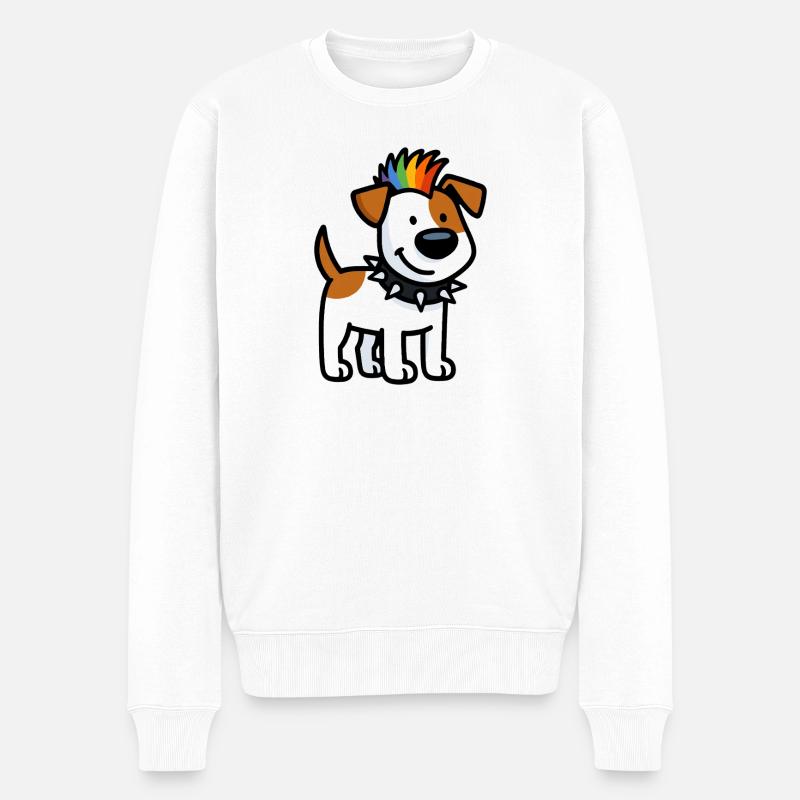 Cooler Jack Russell Punker - Männer Premium Bio Pullover - Weiß