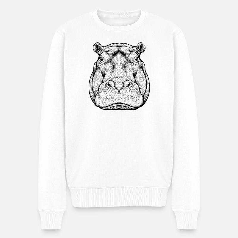 Nilpferd Flusspferd - Männer Premium Bio Pullover - Weiß