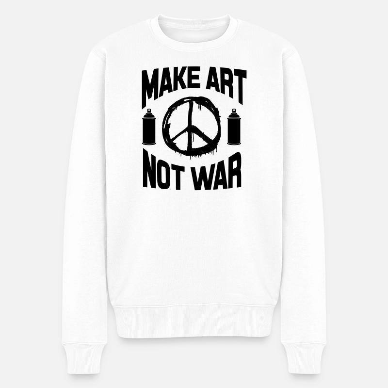 Make Art Not War – Friedens-Graffiti-Spraydose - Männer Premium Bio Pullover - Weiß