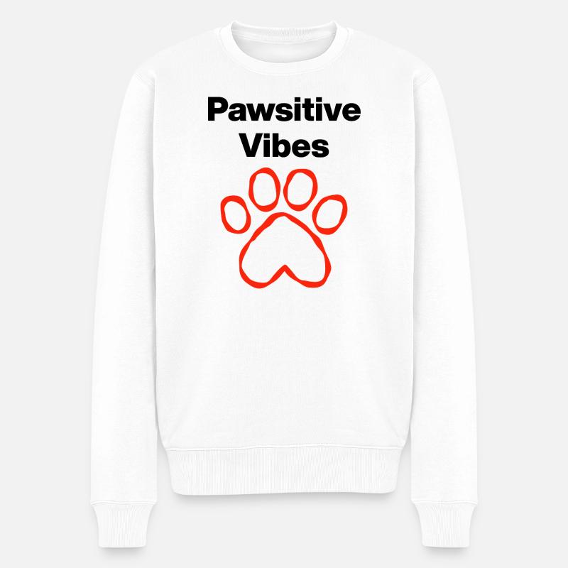 Pawsitive Vibes – Pfotenliebe - Männer Premium Bio Pullover - Weiß
