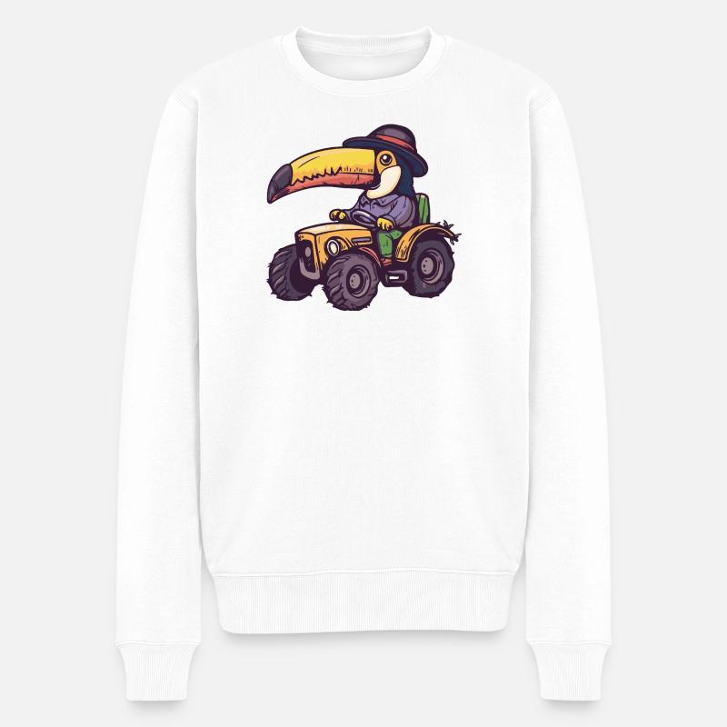 Toucan Bird Tractor Farmer - Pull Premium bio Homme - blanc