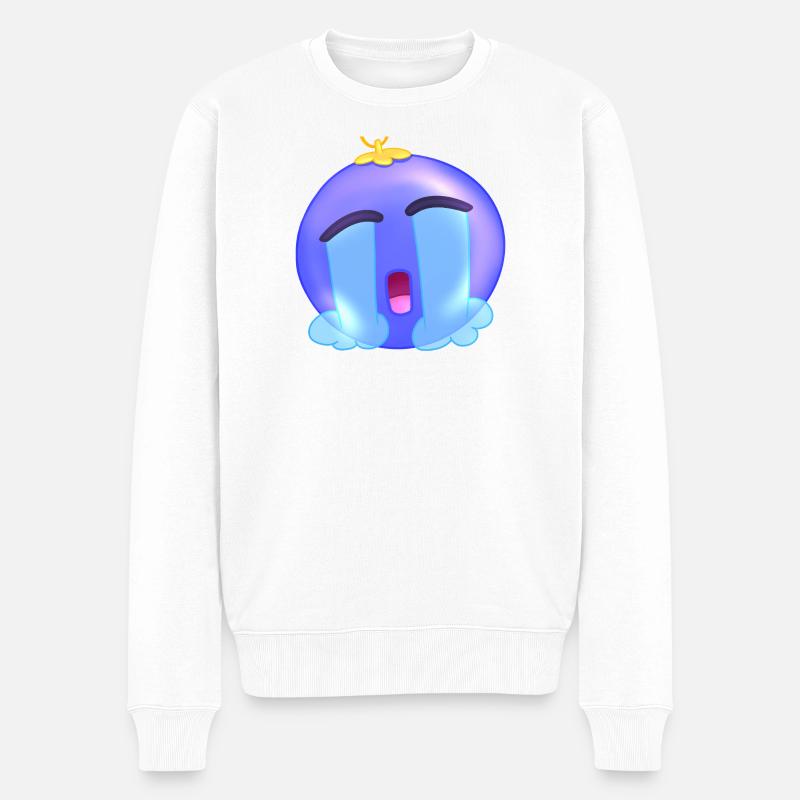 Trauriger blau-lila Weihnachtsball - Männer Premium Bio Pullover - Weiß