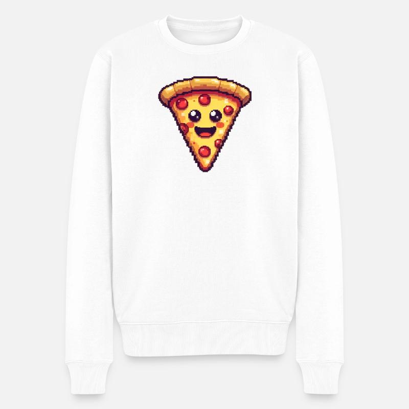 Pixelpizza Lächelnde Scheibe - Männer Premium Bio Pullover - Weiß