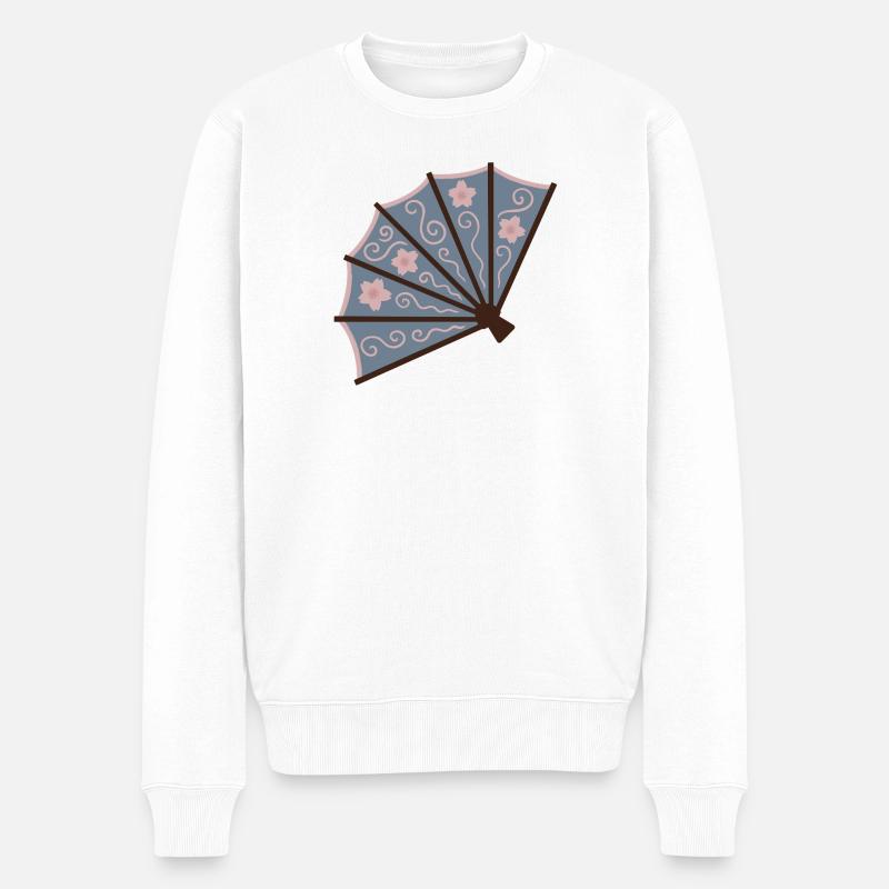 Blossom Fan in Puderblau - Männer Premium Bio Pullover - Weiß