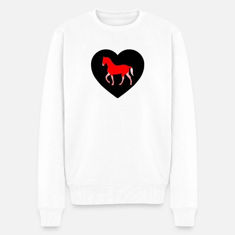 Pferde - Männer Premium Bio Pullover - Weiß