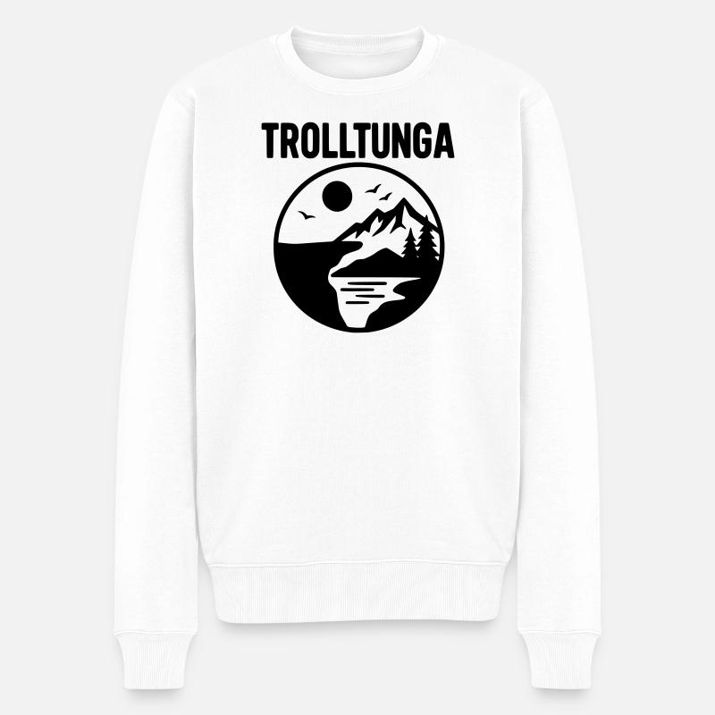 trolltunga silhouette - Männer Premium Bio Pullover - Weiß