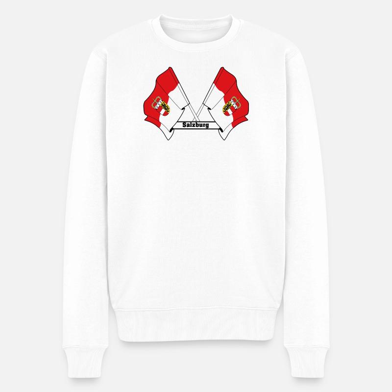 Drapeaux de Salzbourg avec nom - Pull Premium bio Homme - blanc