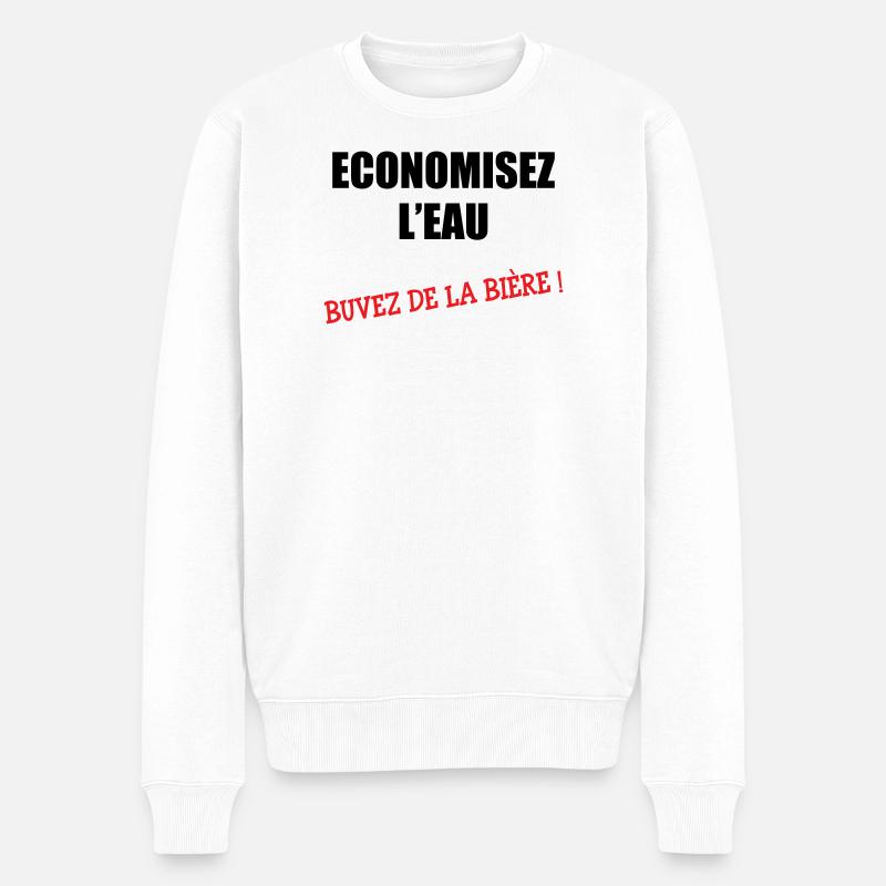 Wasser sparen, Bier trinken - Männer Premium Bio Pullover - Weiß