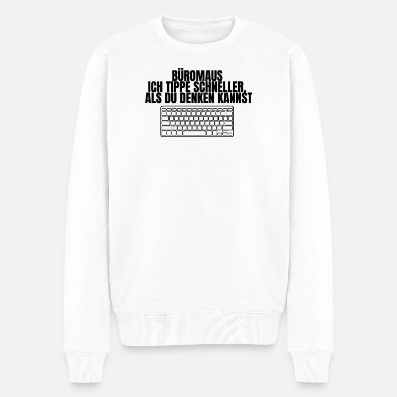 Büromaus Design - Männer Premium Bio Pullover - Weiß