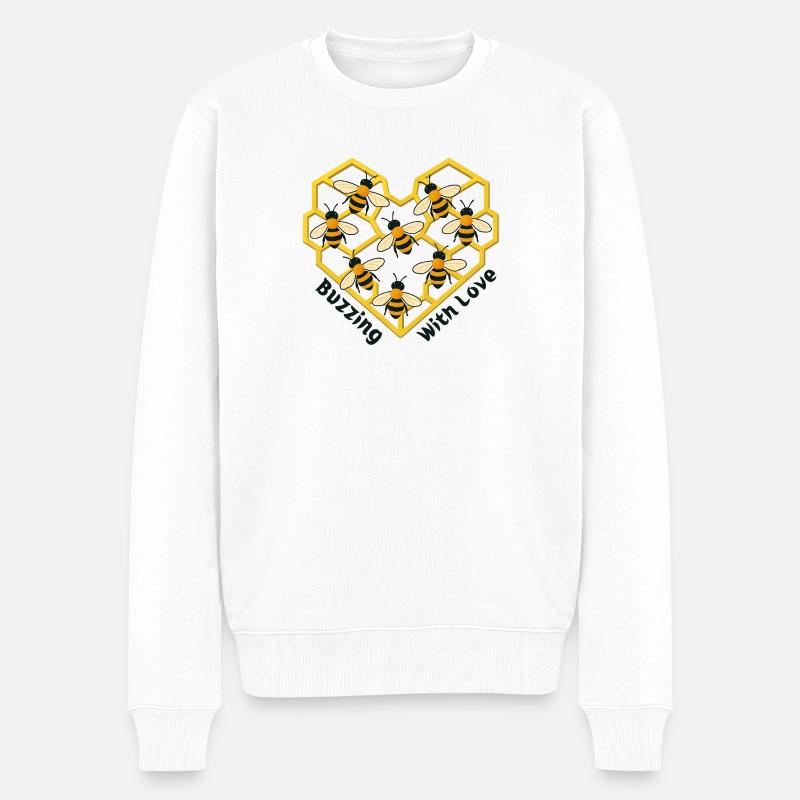 Herz der Bienen - Männer Premium Bio Pullover - Weiß