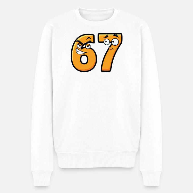 6 7 Meme – Angry & Sad Numbers - Männer Premium Bio Pullover - Weiß
