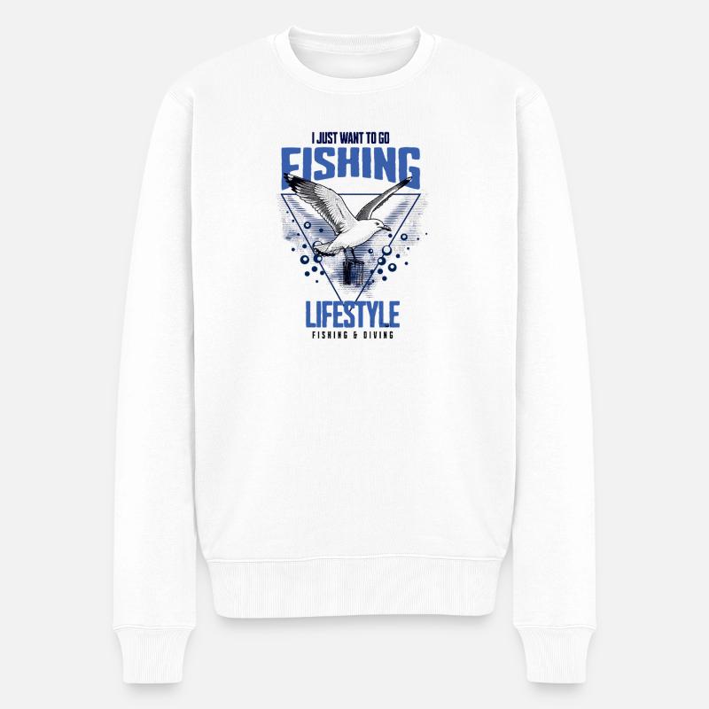 Fishing Lifestyle Design - Männer Premium Bio Pullover - Weiß