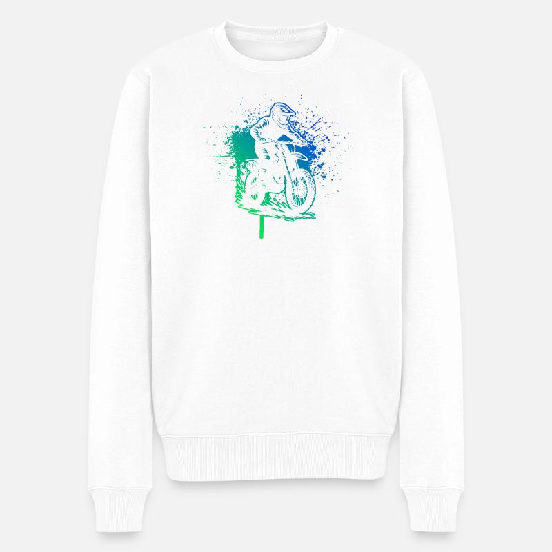 Charakterstarkes Motocross Design - Männer Premium Bio Pullover - Weiß