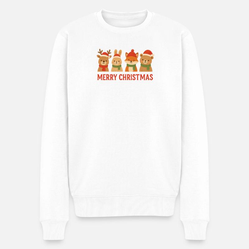 Weihnachts-Tierfreunde-Text - Männer Premium Bio Pullover - Weiß