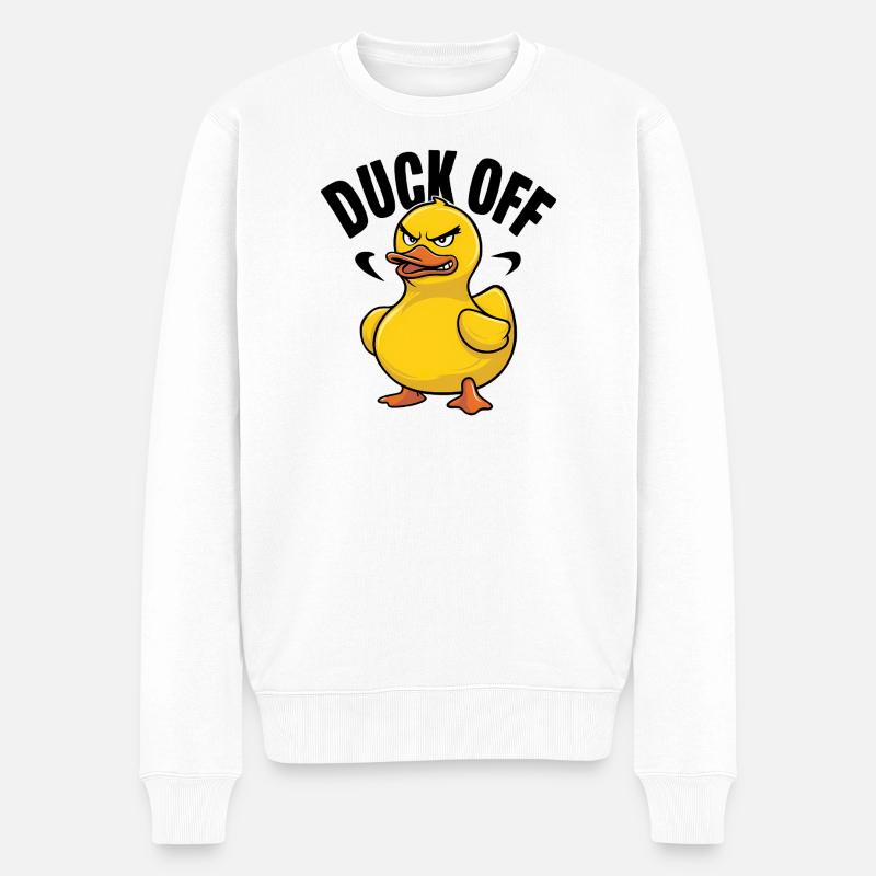 Duck off – Lustige Enten-Memes - Männer Premium Bio Pullover - Weiß