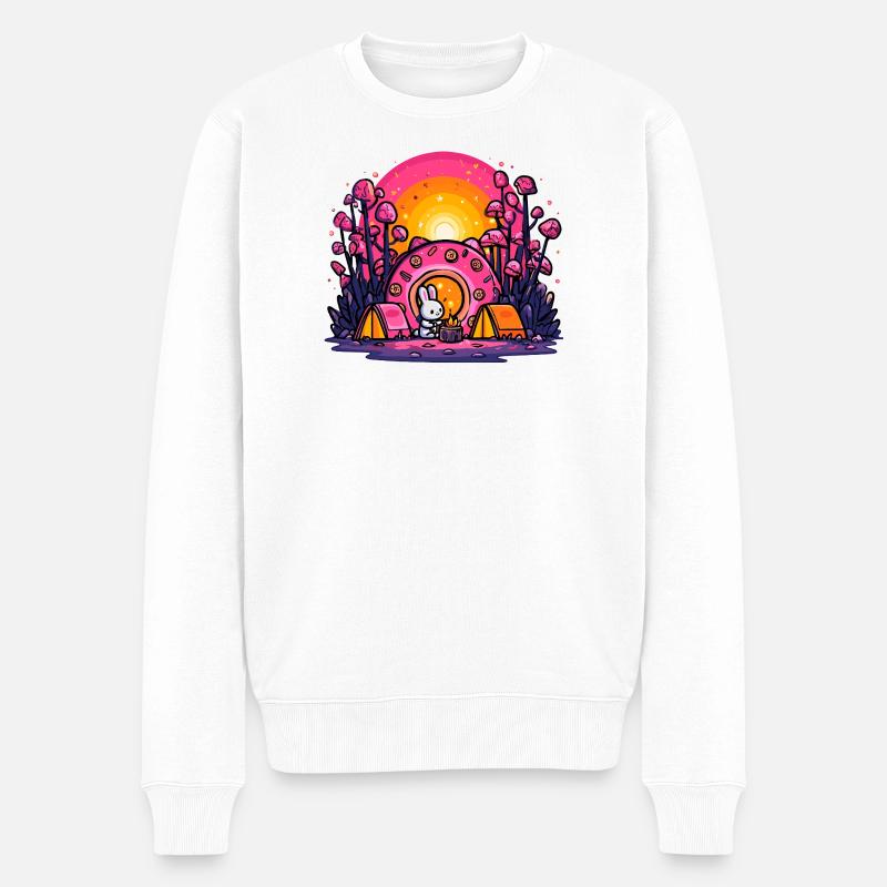 Kaninchen Sonnenuntergangscamp - Männer Premium Bio Pullover - Weiß