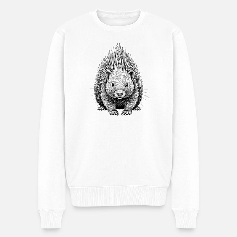 Stachelschwein - Männer Premium Bio Pullover - Weiß