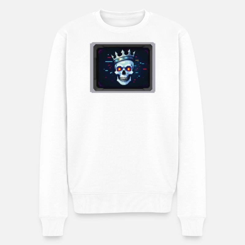 PIXEL PIRATE – Geek & Science-Fiction - Männer Premium Bio Pullover - Weiß