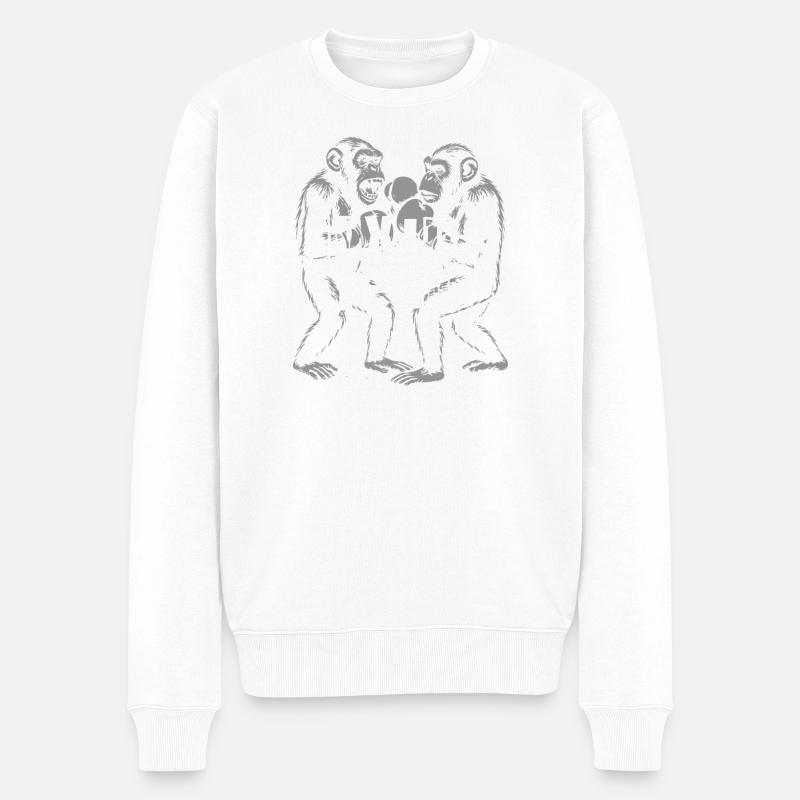 Schimpansen-Boxteam - Männer Premium Bio Pullover - Weiß