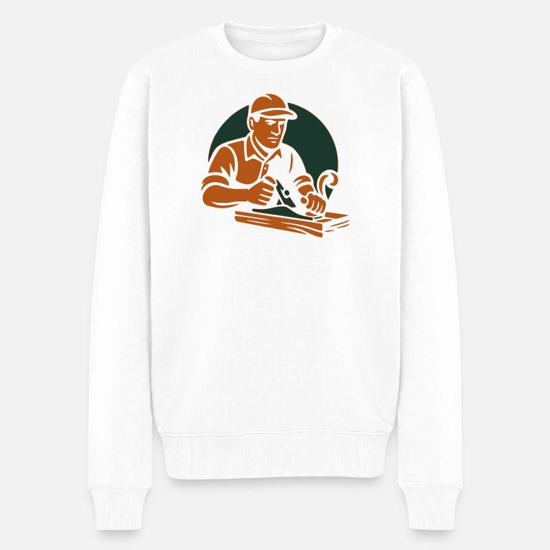 tischler silhouette - Männer Premium Bio Pullover - Weiß