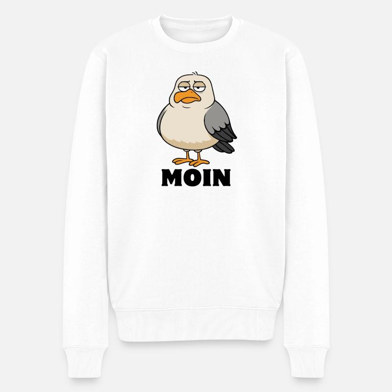 Möwe - Moin - Nordsee - Geschenk - Männer Premium Bio Pullover - Weiß