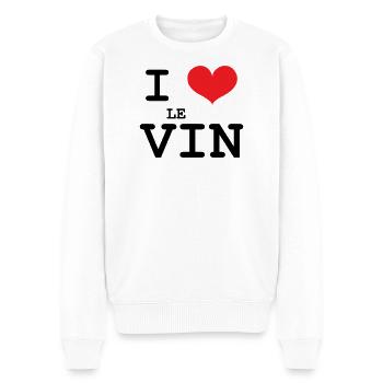 I love wine / Alcohol - Men's Premium Organic Jumper - white - Front - Thijin (182cm)