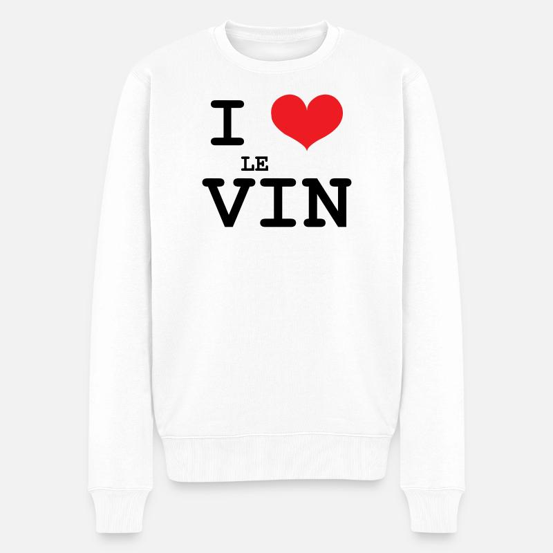 Ich liebe Wein / Alkohol - Männer Premium Bio Pullover - Weiß