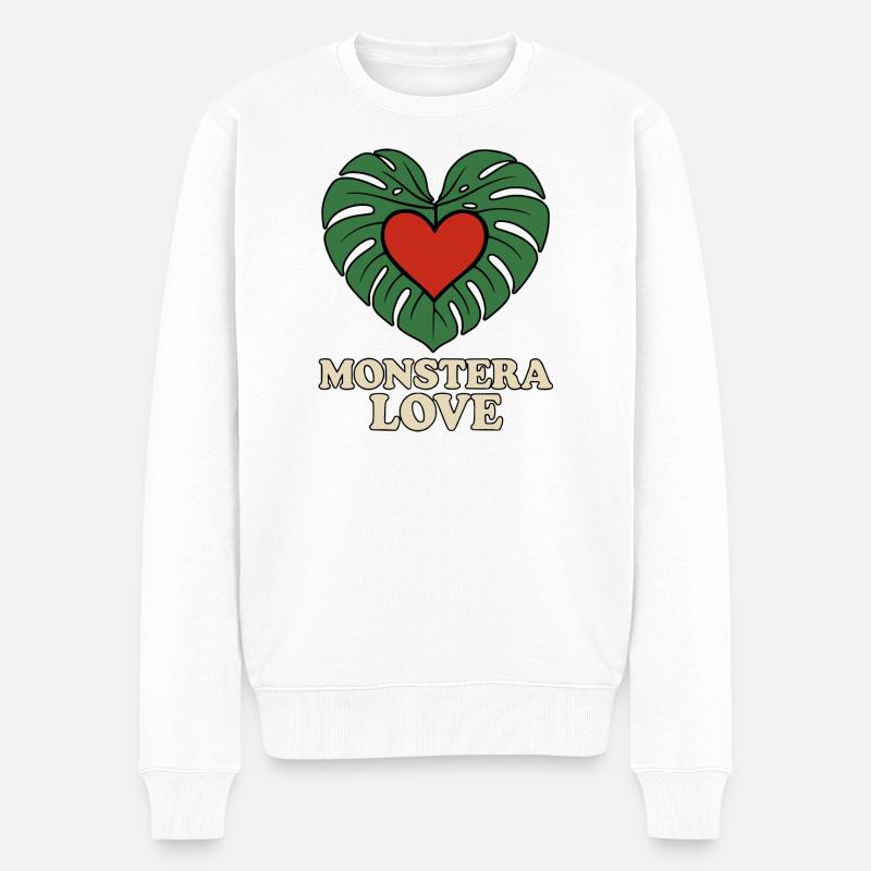 Monstera Love - Männer Premium Bio Pullover - Weiß