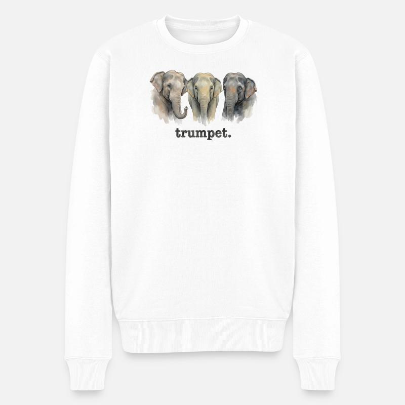 Trompette d’éléphant Amusé drôle d’éléphants Tromp - Pull Premium bio Homme - blanc