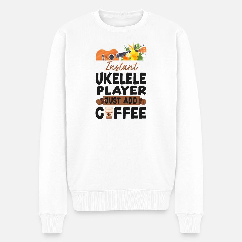 Hawaiian Ukulele Uke Coffee - Männer Premium Bio Pullover - Weiß