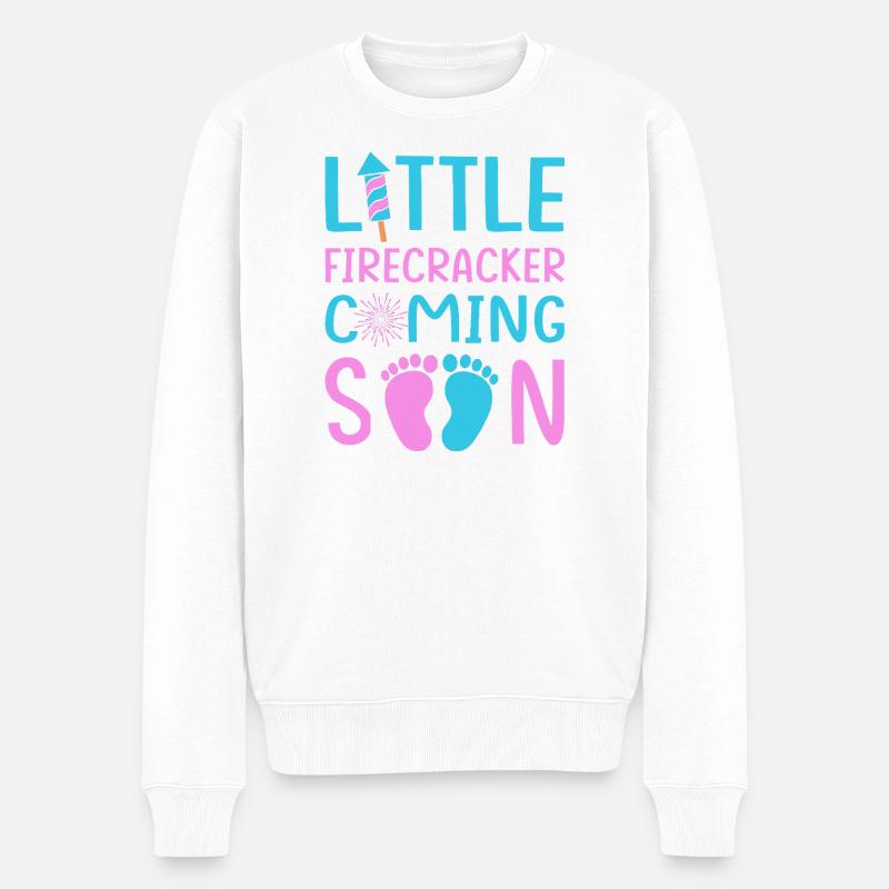 4. Juli Gender Reveal Schwangerschaft - Männer Premium Bio Pullover - Weiß